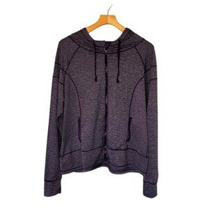 Westbound Purple & Gray Hooded Zip Jacket XL Stretch Fabric Thumb Slits Pockets